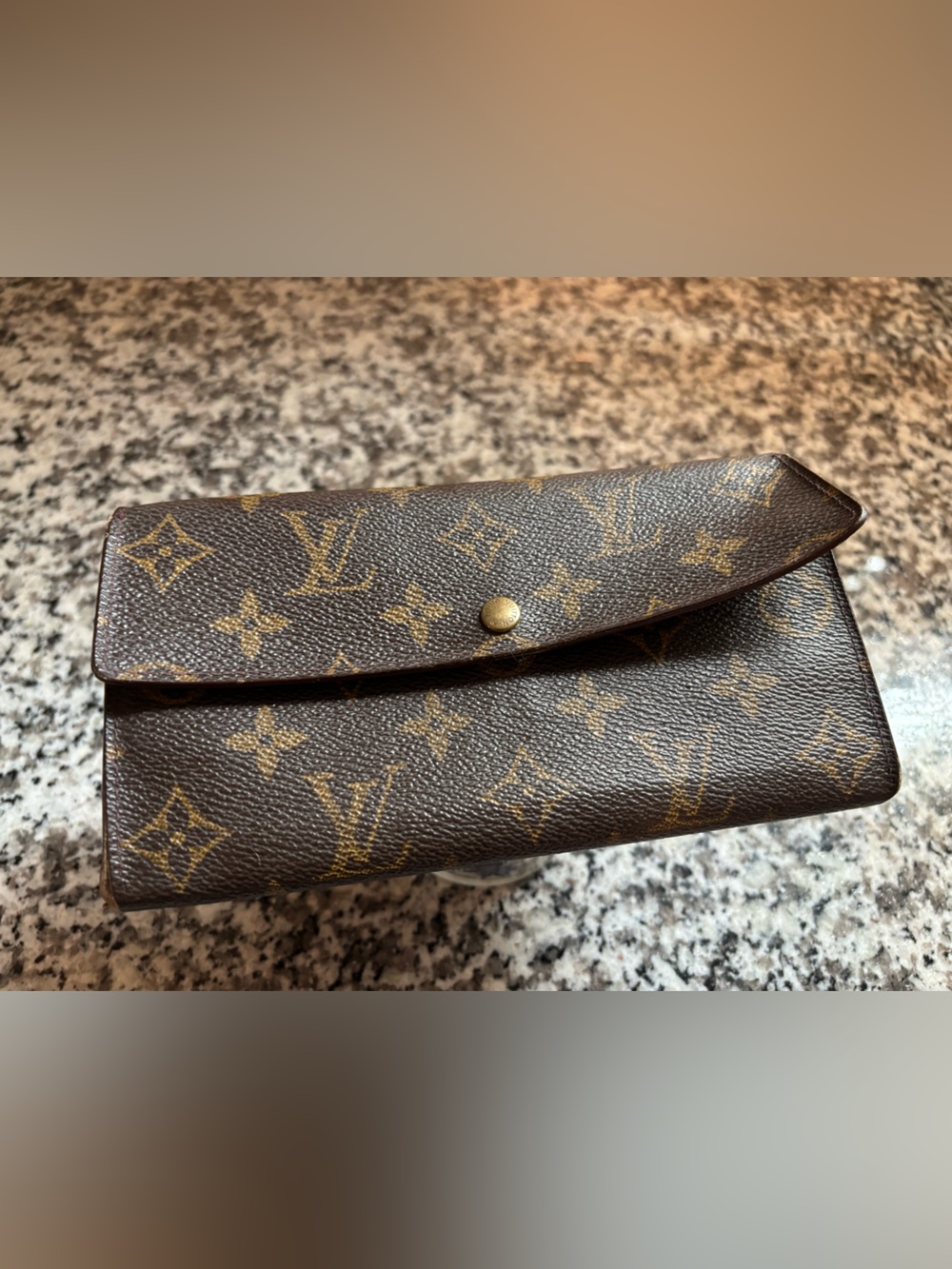 Louis Vuitton Monogram Canvas Trifold Wallet in Brown with Gold Hardware